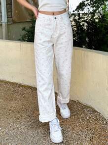 DAZY In hoa Quần legging thẳng - trắng - Xem 7