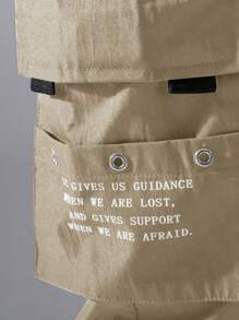 Manfinity Hypemode Men Flap Pocket Side Drawstring Waist Cargo Trousers - Khaki - View 5