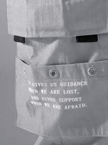 Manfinity EZcore Men Flap Pocket Side Drawstring Waist Cargo Trousers - Light Grey - View 3