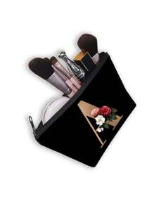 Túi đựng mỹ phẩm in chữ đơn giản, Túi xách tay có khóa kéo, Ví cầm tay nhẹ đựng tiền xu, Quà tặng Ngày của Mẹ cho Mẹ - màu đen - Xem 3