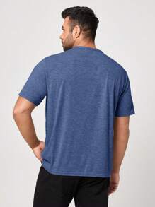 Manfinity VCAY Men Plus Solid Notched Neck Tee - Blue - View 2