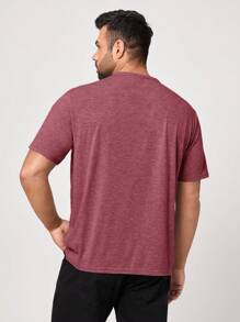 EASEVO Hombres Camiseta unicolor de cuello de muesca - Color caoba - Ver 2