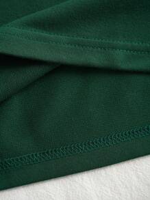 INAWLY Plus Letter Graphic Contrast Collar Polo Shirt - Dark Green - View 5