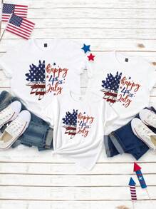 Manfinity Homme Men 1pc Slogan & Americana Floral Print Tee - White - View 4
