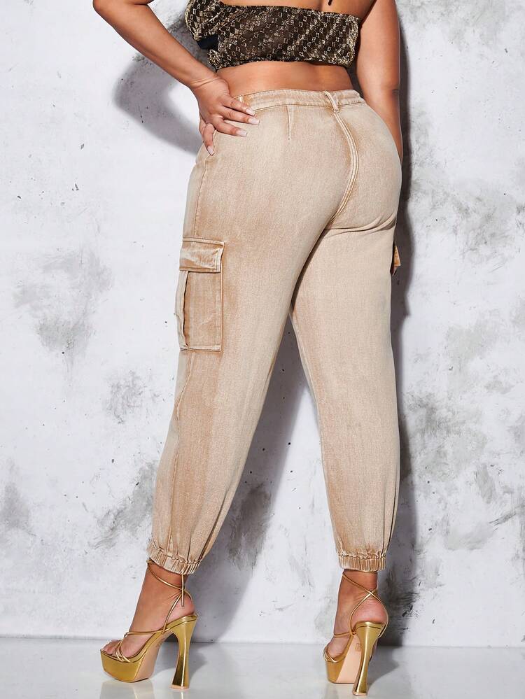 Plus Flap Pocket Side Cargo Jeans