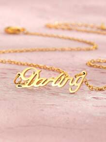 1入組女孩不銹鋼字母吊墜項鍊適用於生日禮物