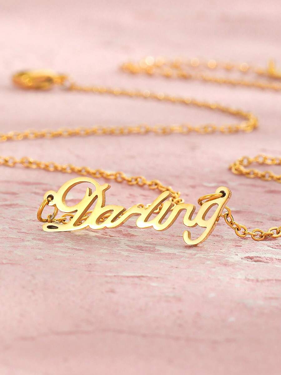 1入組女孩不銹鋼字母吊墜項鍊適用於生日禮物