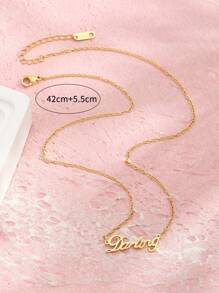 1入組女孩不銹鋼字母吊墜項鍊適用於生日禮物