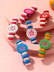 6pcs Children's Cherry Blossom Style Watch Shape Bracelet & Bangle Set - Multicolor - View 3