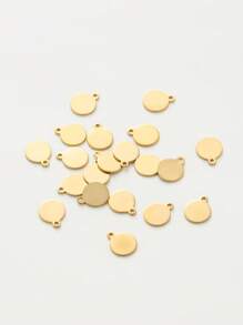 20pcs/set Fashion Stainless Steel Round DIY Pendant For Women For DIY Jewelry Making - Yellow Gold - View 1