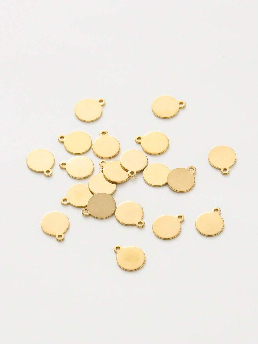 20pcs/set Fashion Stainless Steel Round DIY Pendant For Women For DIY Jewelry Making - Yellow Gold - View 1