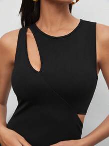 Maija 鏤空高衩緊身連衣裙 - 黑色 - 查看 5