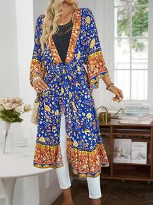 Swim Vcay Floral Print Open Front Kimono - Multicolor - View 5