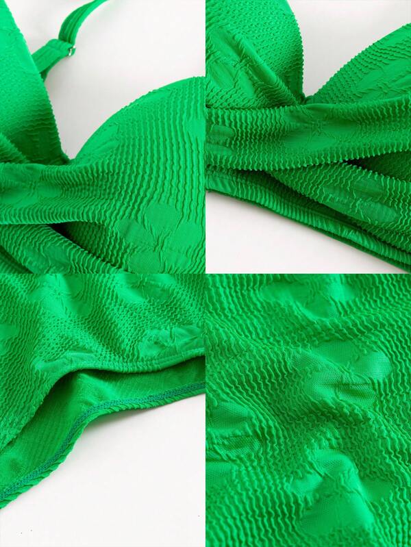 SHEIN DD+ Solid Ruched Bikini Set SHEIN USA