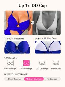 SHEIN DD+ Cut Out Halter One Piece Swimsuit - Royal Blue - View 4
