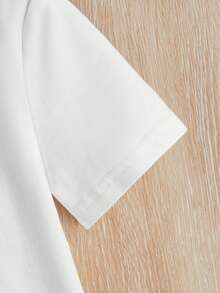 SHEIN Đứa bé trai Nhiệt đới & In Chim hồng hạc Đã vá Túi Áo thun & quần đùi - Nhiều màu - Xem 4
