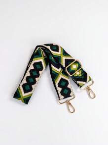 1.5 英寸編織幾何圖案可調肩帶,用於背包 - 綠色 - 查看 2