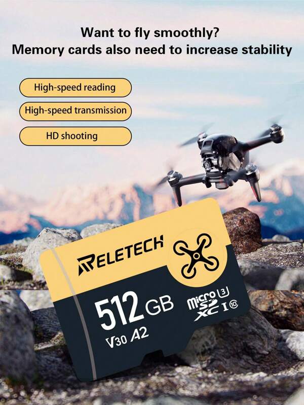 Reletech 1pc U3 A2 TF Card Memory Card For Drone 4K Recording Read