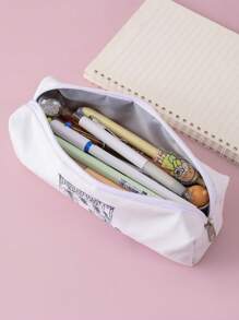 SHEIN X Besties Bakery 1入組房屋圖案文具創意便攜筆包適用於學生文具收納 - 白色 - 查看 2