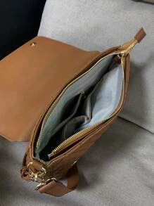 Túi vuông chần bông nắp vừa màu nâu để đi lại hàng ngày - màu nâu - Xem 8