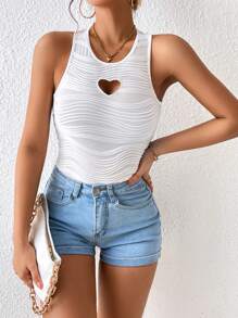 SHEIN Essnce 心紋理質感細節鏤空連體衣