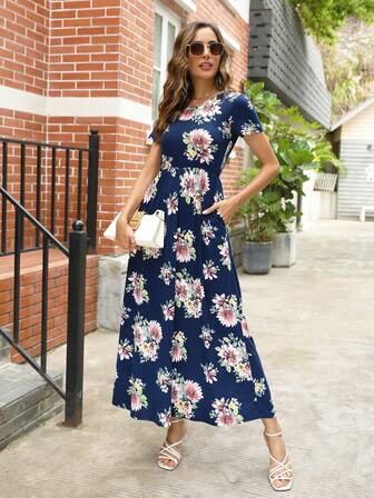 Floral Print A-line Dress