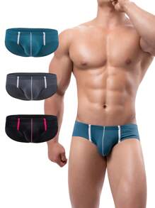 男士3入組織帶拼接內褲 - 彩色 - 查看 1