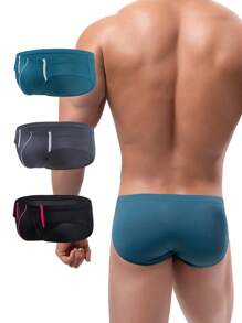 男士3入組織帶拼接內褲 - 彩色 - 查看 2