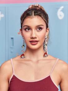 The Powerpuff Girls | ROMWE Pendientes largos con figura de dibujos animados & con diseño de flor - Multicolor - Ver 3