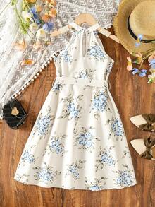 SHEIN Đầm bé gái Thắt lưng Hoa Boho - Màu be - Xem 2