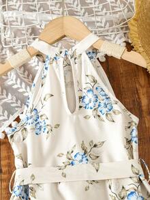 SHEIN Đầm bé gái Thắt lưng Hoa Boho - Màu be - Xem 4