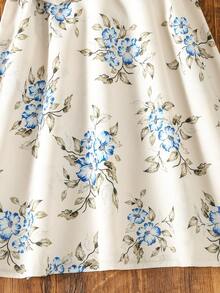 SHEIN Đầm bé gái Thắt lưng Hoa Boho - Màu be - Xem 6