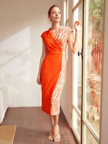 MOTF PREMIUM Vestido panel con estampado de animal - Multicolor - Ver 6