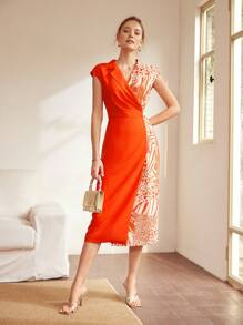 MOTF PREMIUM Vestido panel con estampado de animal - Multicolor - Ver 10