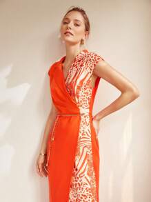 MOTF PREMIUM Vestido panel con estampado de animal - Multicolor - Ver 13