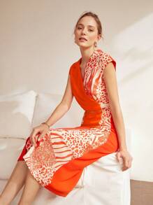 MOTF PREMIUM Vestido panel con estampado de animal - Multicolor - Ver 14