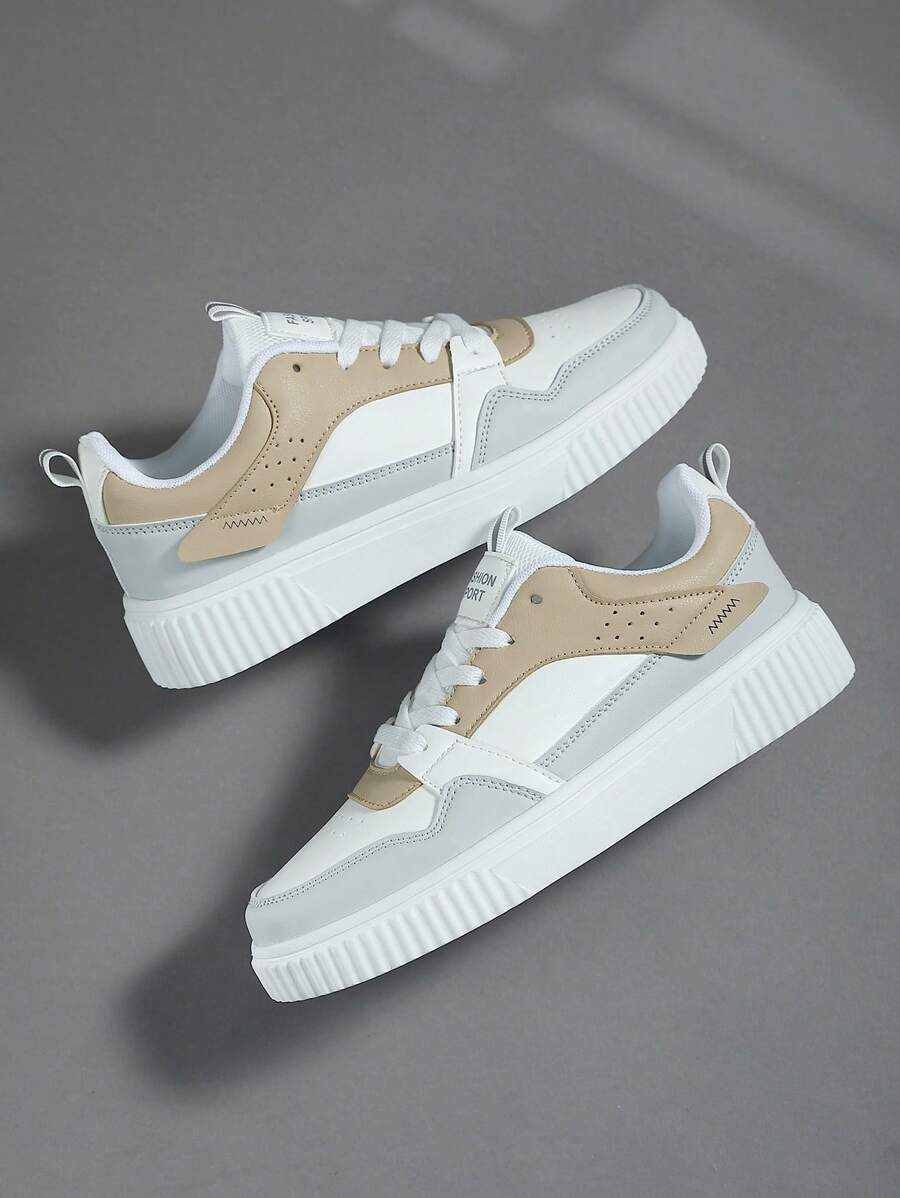 男士運動滑板鞋,拼色繫帶前運動鞋男士休閒鞋 - 彩色 - 查看 1