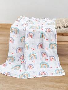 Happy Flute Baby Rainbow Stripe & Heart Pattern Vải Chăn quấn thoải mái - Nhiều màu - Xem 2