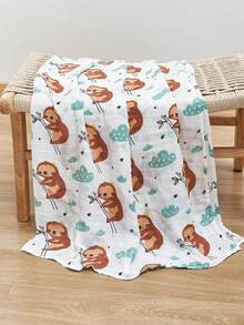 Happy Flute Baby Cartoon Animal & Star Pattern Fabric Comfortable Swaddling Blanket - Multicolor - View 2