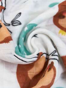 Happy Flute Baby Cartoon Animal & Star Pattern Fabric Comfortable Swaddling Blanket - Multicolor - View 5