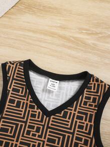 SHEIN 男嬰幾何印花背心上衣和短褲和POLO衫 - 彩色 - 查看 3