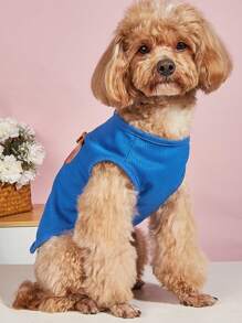 1件春夏款寵物運動背心，適用於泰迪/比熊、狗/貓衣服和寵物背心 - 藍色 - 查看 4