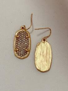 Bông tai thả hình học rhinestone - Màu vàng - Xem 2