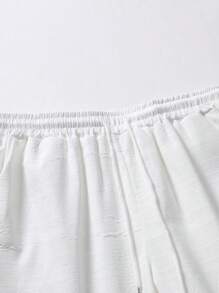 Manfinity Homme Bộ hai mảnh Nam Dây kéo Nút phía trước màu trơn Giải trí - trắng - Xem 3