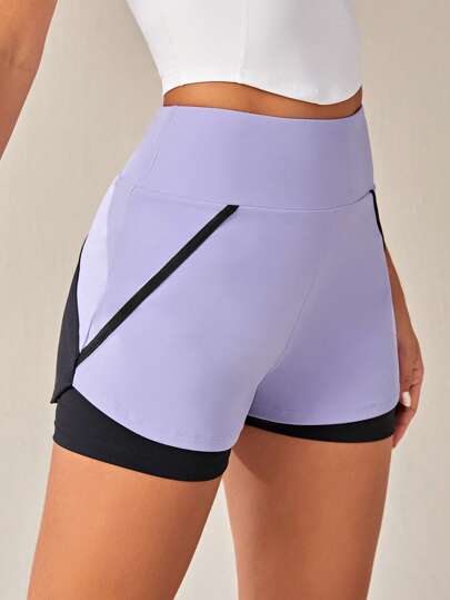 VARSITIE 雙色寬腰帶運動短褲