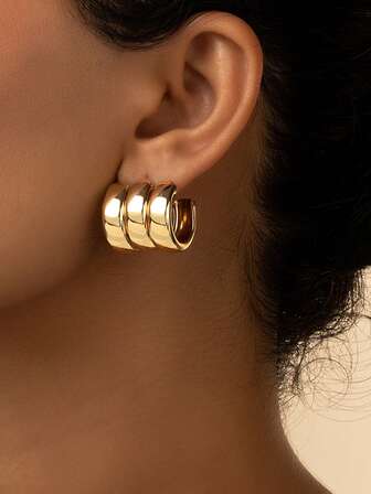 紋理質感圓耳環