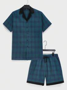 Manfinity Homme Bộ hai mảnh Nam Dây kéo Túi Nút phía trước Sọc ca rô Giải trí - Nhiều màu - Xem 1