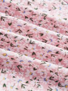 SHEIN MOD 大碼碎花後綁帶胸部褶皺洋裝