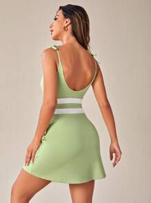 VARSITIE Colorblock Active Dress - Lime Green - View 2