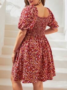 Dreamara Đầm Plus Size Dải chun Thắt nơ trước Họa tiết hoa Boho - Nhiều màu - Xem 2